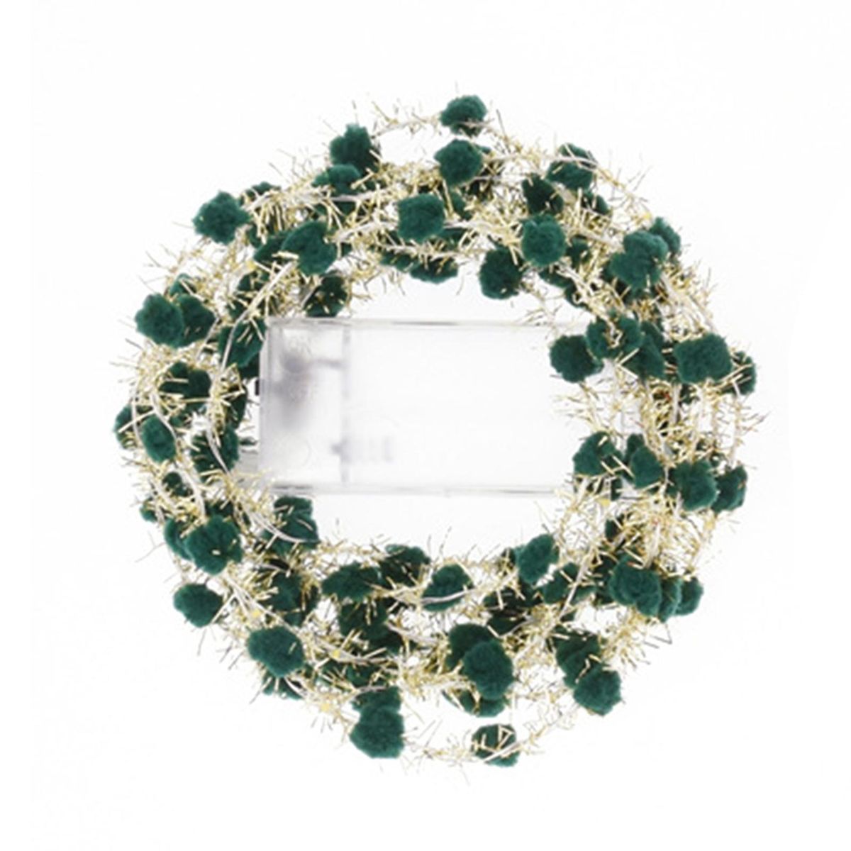 Xmas Fur Ball Light String Warm White Light String Green