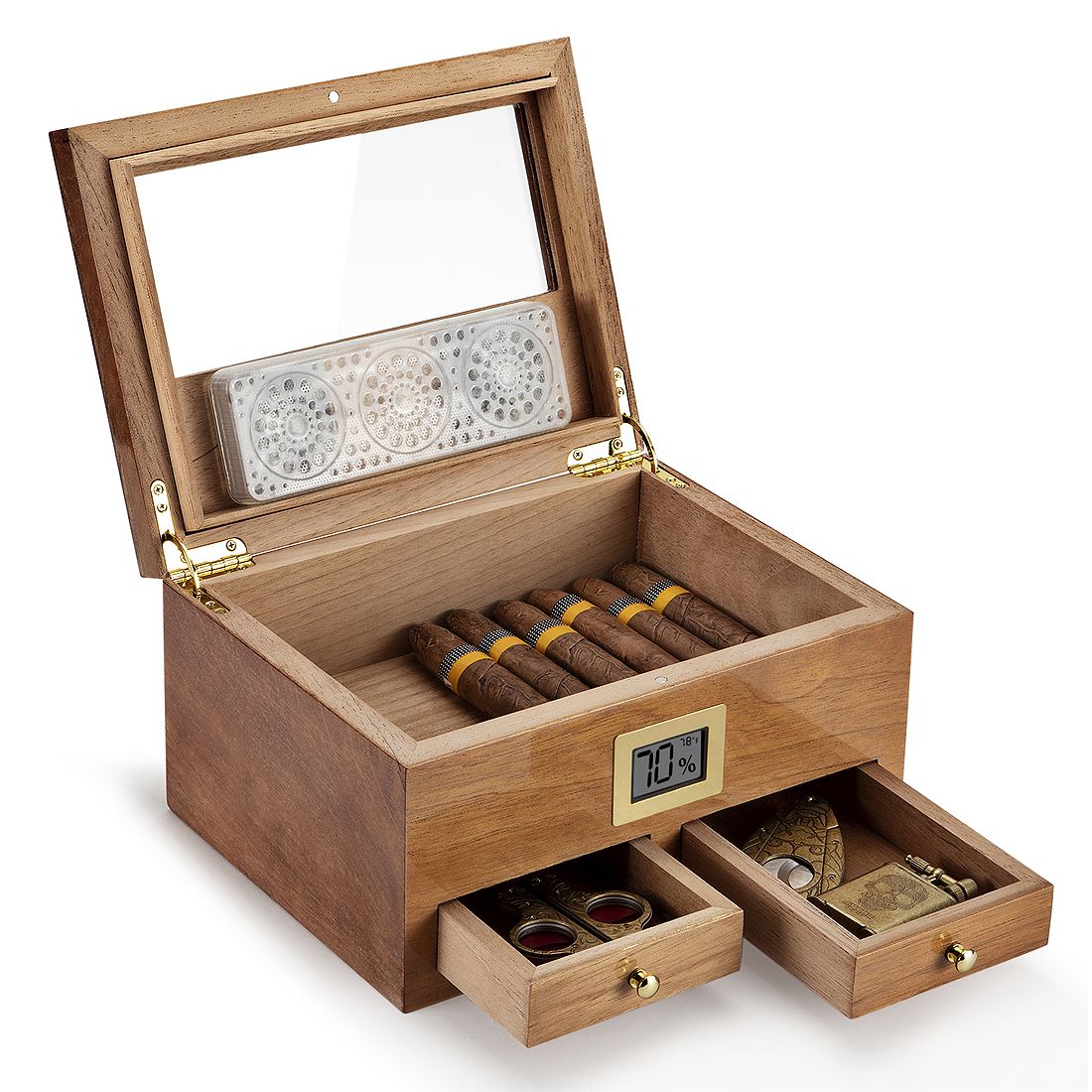 Cedar Wood Portable Humidor Box Cigar Case