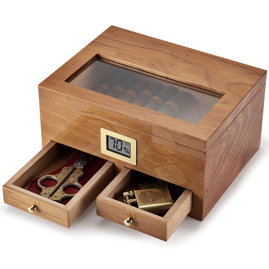 Cedar Wood Portable Humidor Box Cigar Case