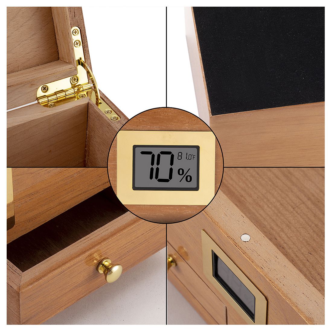 Cedar Wood Portable Humidor Box Cigar Case
