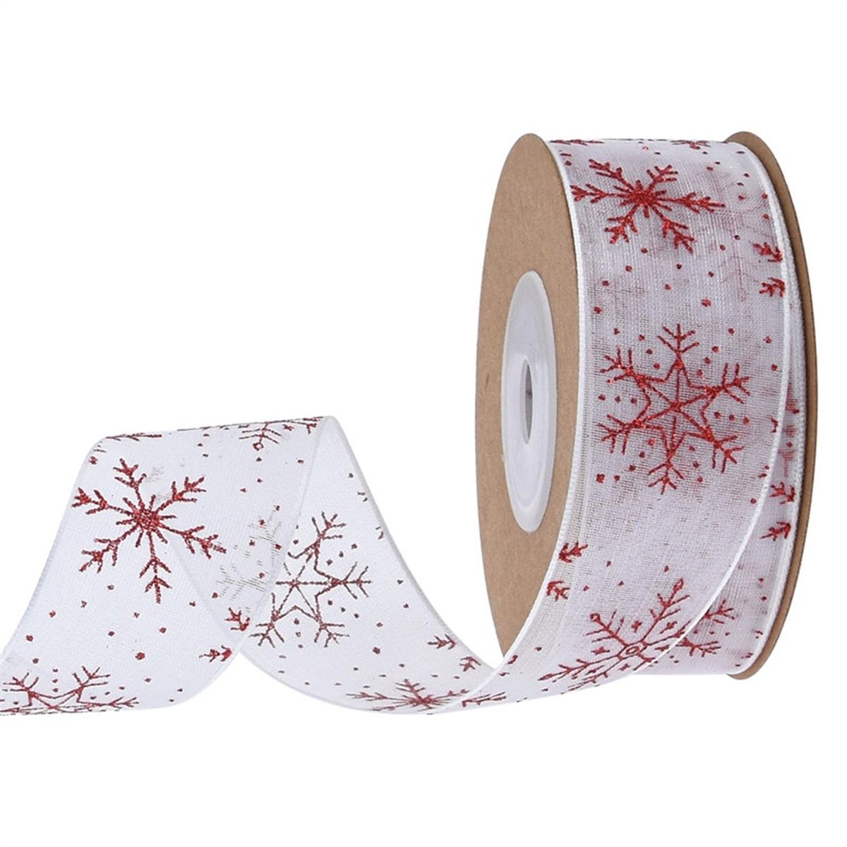 1 Roll Xmas Ribbon Festival Decoration Snowflake Ribbon Red