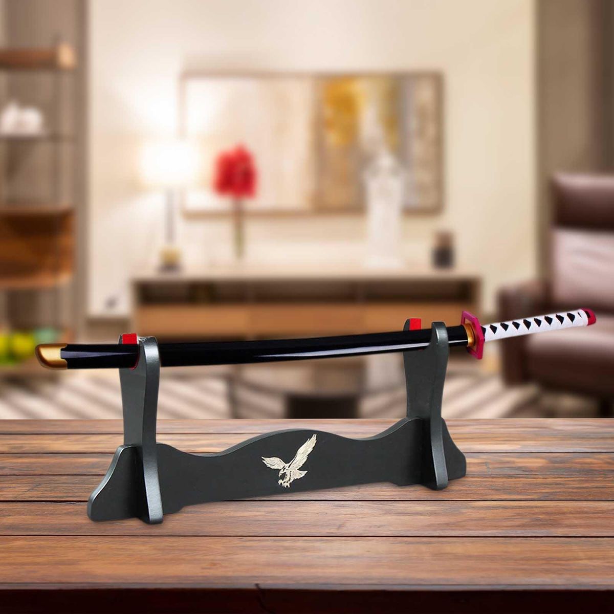 Solid Wood Samurai  Stand Padded Hook Bracket For