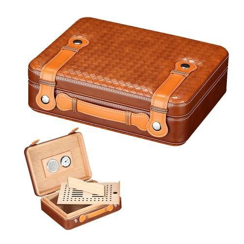 Cedar Wood Cigar Humidor  Portable  Suitcase Style Travel Cigar Case Hygrometer Humidifier Humidor Cigar Box