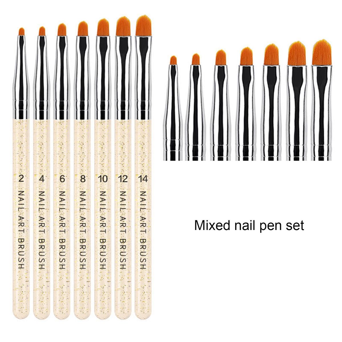 7PCS Nail Art UV Brush Set Acrylic Nail Brushes Extension Builder Brush Nail Painting Pen For Home Salon Use