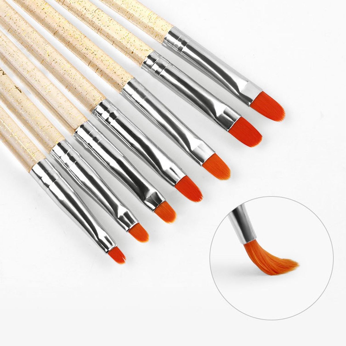 7PCS Nail Art UV Brush Set Acrylic Nail Brushes Extension Builder Brush Nail Painting Pen For Home Salon Use
