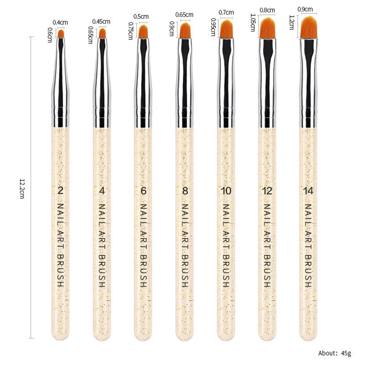 7PCS Nail Art UV Brush Set Acrylic Nail Brushes Extension Builder Brush Nail Painting Pen For Home Salon Use
