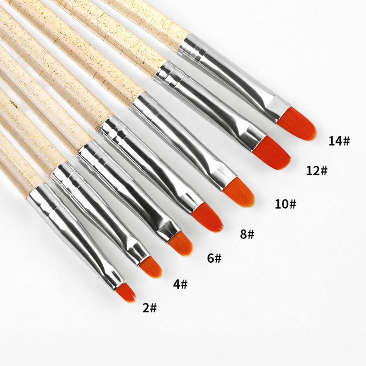 7PCS Nail Art UV Brush Set Acrylic Nail Brushes Extension Builder Brush Nail Painting Pen For Home Salon Use