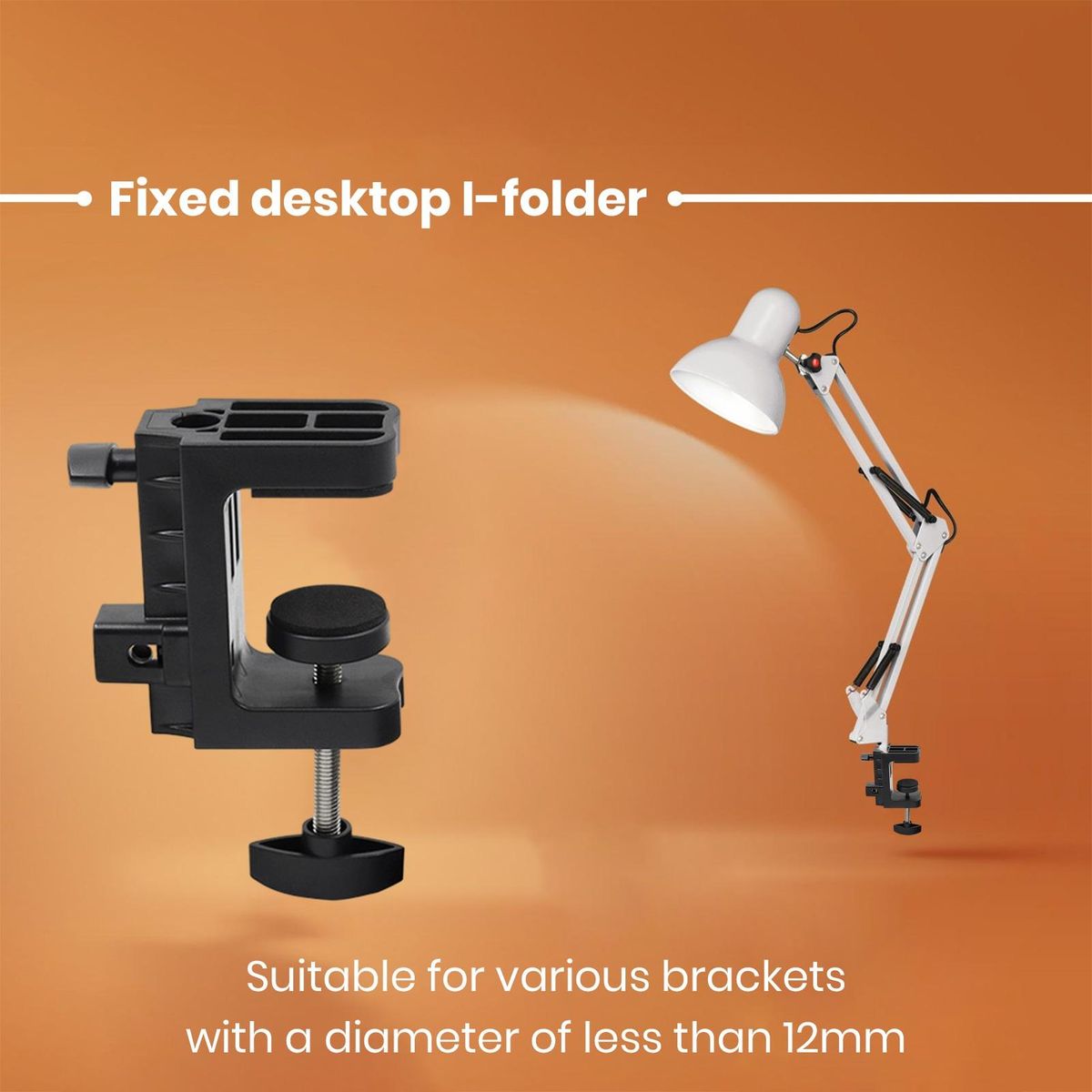 Clamp Holder 360-degree Rotating C-clamp Desktop Mount Compact Black
