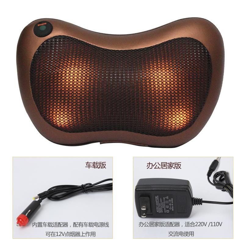 Massage Pillow Cervical Spine Leg Waist Gift Electric Massager Instrument Car Home Massage Pillow Manufactor Wholesale 8 head single button forward and reverse