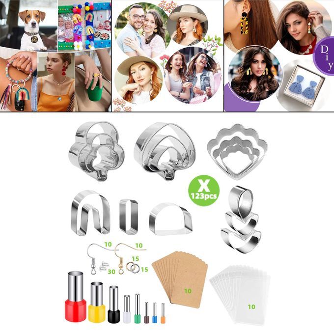 123 Count Polymer Clay Earring Cutters Set Premium Material Widely