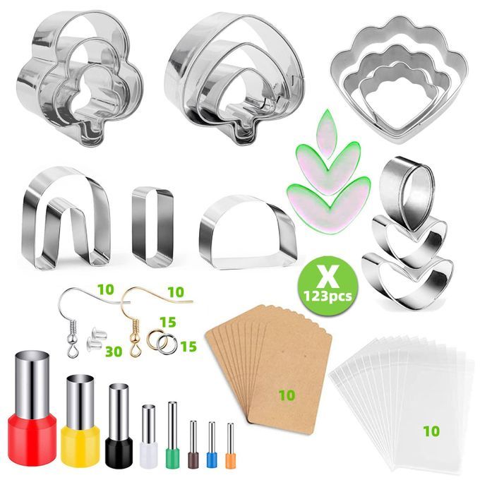 123 Count Polymer Clay Earring Cutters Set Premium Material Widely