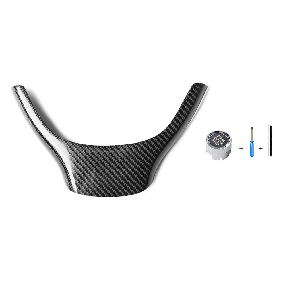 Carbon Fiber Steering Wheel Sticker   Start Button Trim