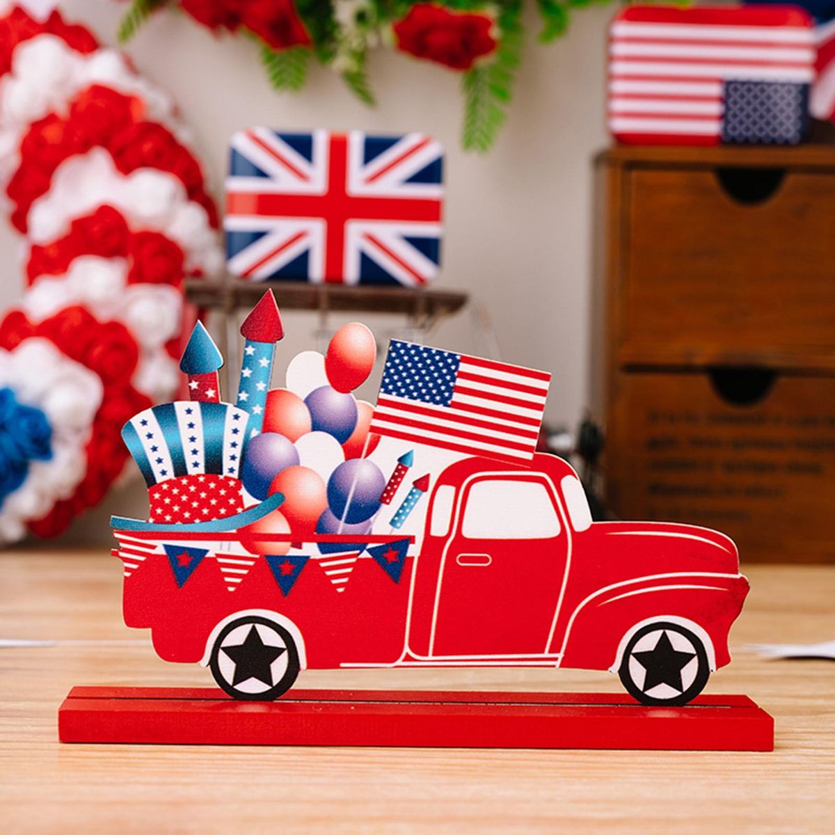 Independence Day Sign Happy Independence Day Party Tiered Tray Ornament Red