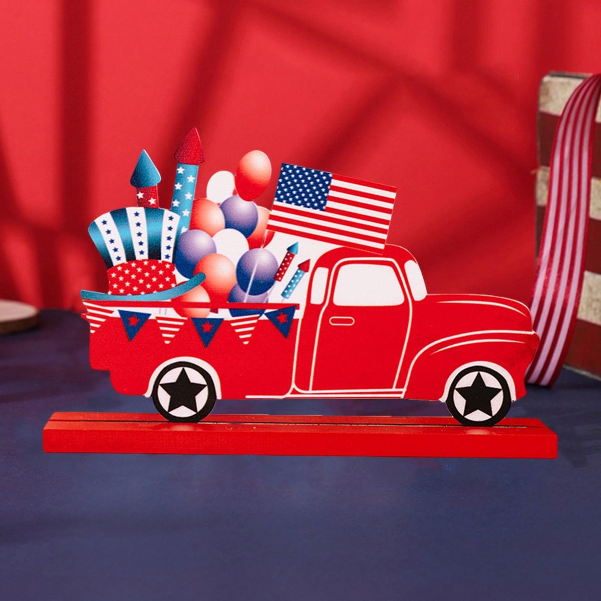 Independence Day Sign Happy Independence Day Party Tiered Tray Ornament Red