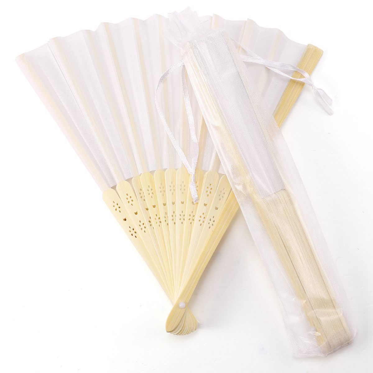 + Wedding Dancing Writing Bamboo Bag Gift White Muslin Fabric Silk Painting Personalized For 10x With In In Fan