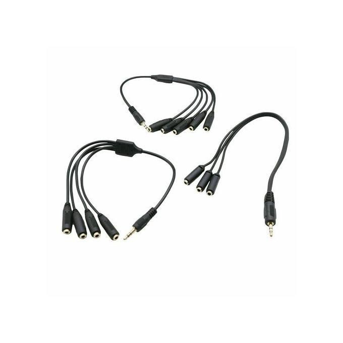 3.5mm TRS 3-Pole Male To 3 /4/5 Way Female Splitter Audio Earphone Headset Cable