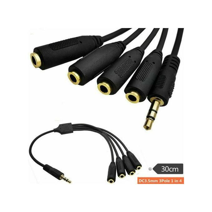 3.5mm TRS 3-Pole Male To 3 /4/5 Way Female Splitter Audio Earphone Headset Cable