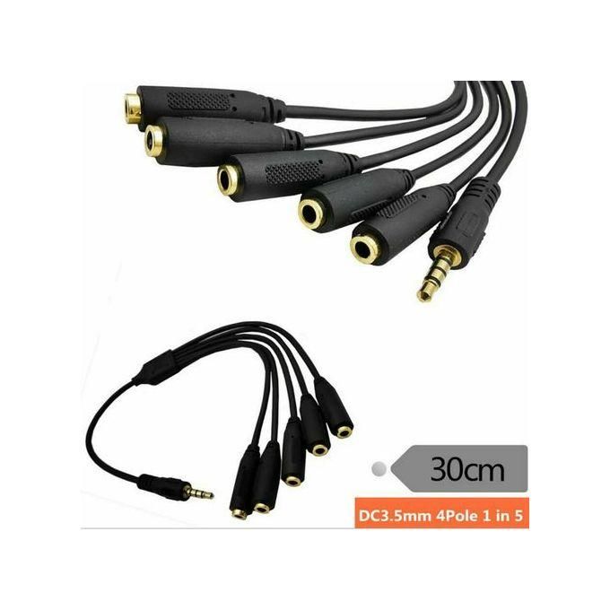 3.5mm TRS 3-Pole Male To 3 /4/5 Way Female Splitter Audio Earphone Headset Cable