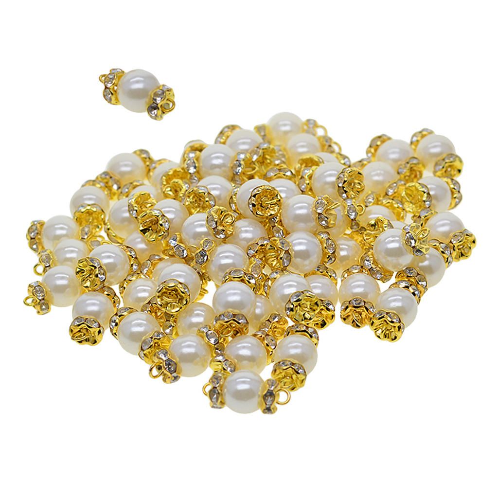 50x Pearl Rhinestone Jewelry Making Charms Bracelet Necklace Link