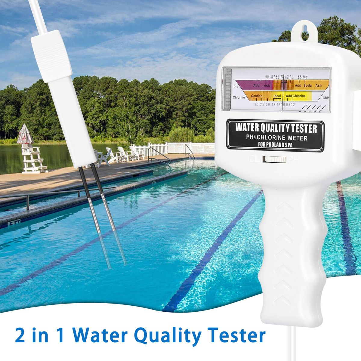 2 In 1 Water Quality Tester Portable PH Chlorine Level Meter