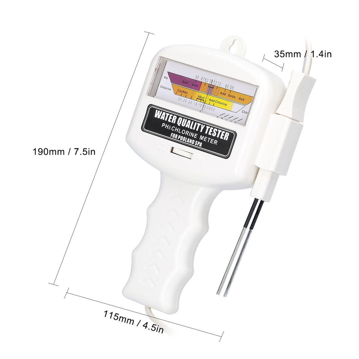 2 In 1 Water Quality Tester Portable PH Chlorine Level Meter