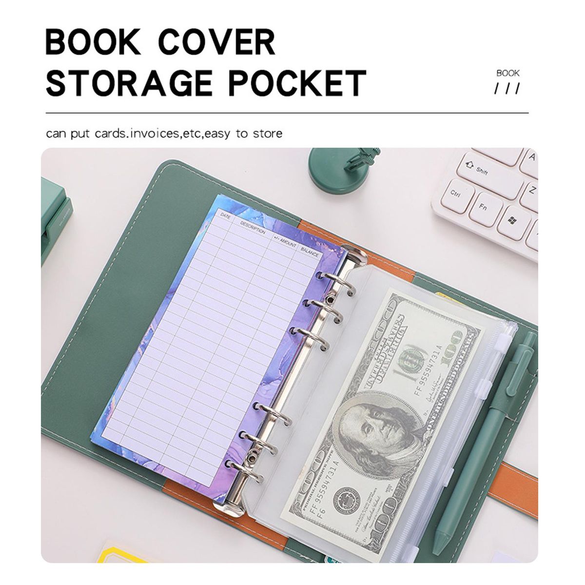 A6 Budget Binder with PU Leather Notebook Cover Zipper Envelopes Lable Stickers Ruler Used as Money Organizer System Bill Money Card Saving Planner Birthday Gift for Friends Colleagues