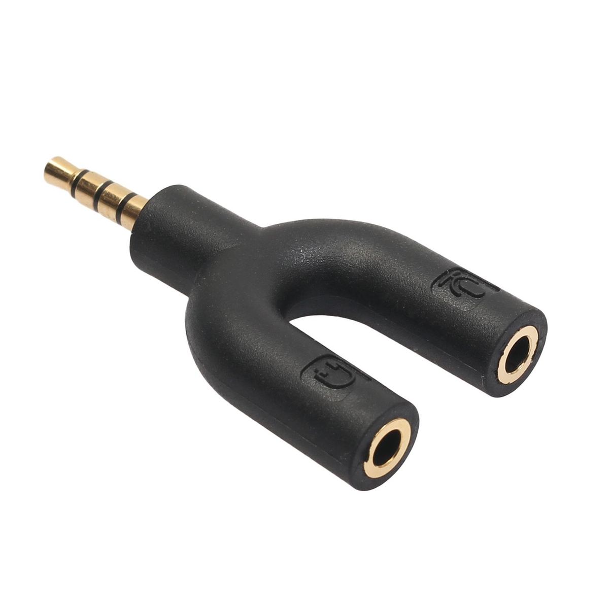 U Type Adapter Dual 3.5 MM Headphone Plug Audio Cables Splitter Microphone 2 in 1 Swivel Connector for Android iPhone