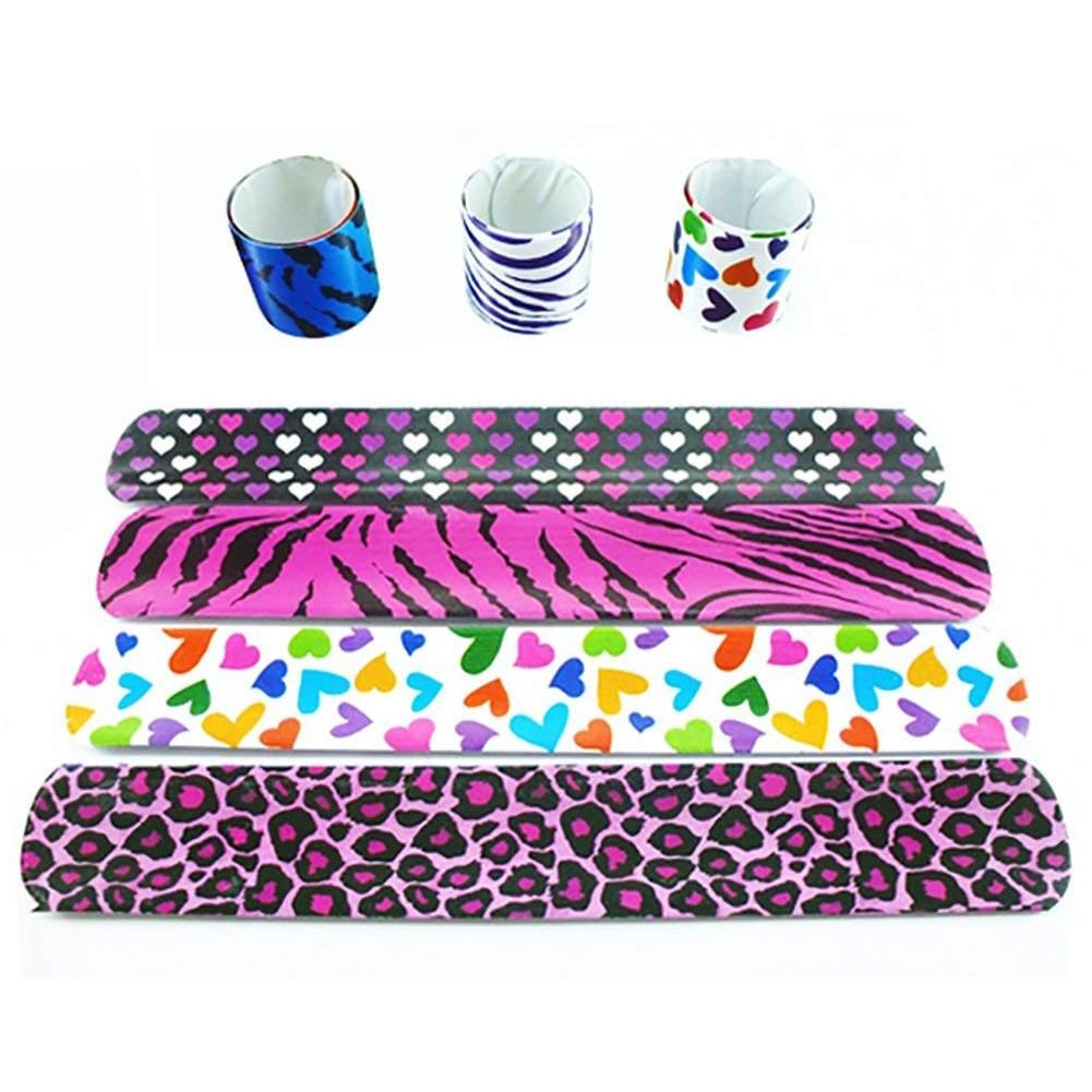 Animal/Heart Print Slap Bracelets 9 inch Colors (Pack of 25)