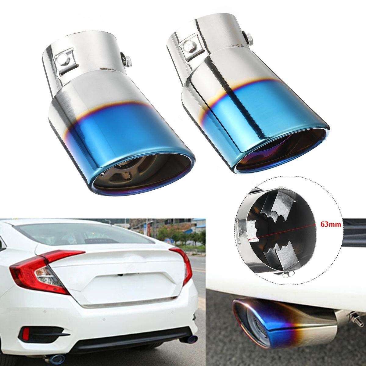 2.5'' 63mm Car Truck Stainless Steel End Tip Pipe Exhaust Muffler Tail-Type 2 Flower Mouth
