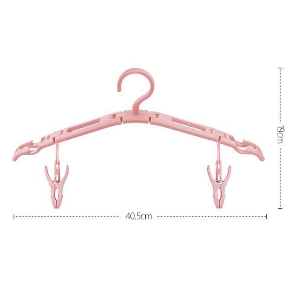 Travel Folding Clothes Hanger Non-slip Underwear With Clip Drying Pink