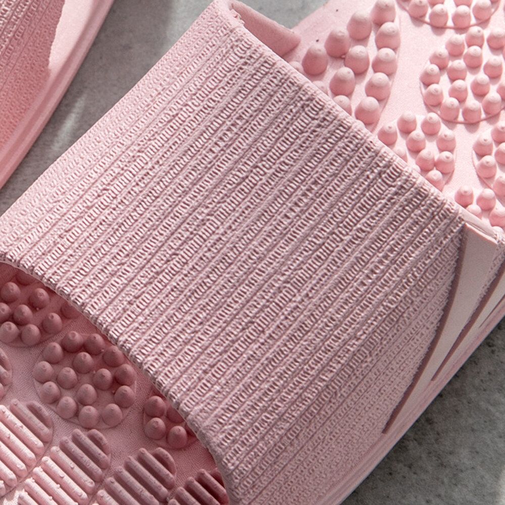 Unisex Bathroom Massage Acupoint Sole Solid Flat Slippers Indoor Couple Non-slip Soles Sandals House Slippers EU:37