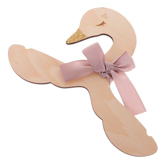 Sweet Swan Pink Bow Baby Kids Room Nursery Wooden Coat Clothes Hook