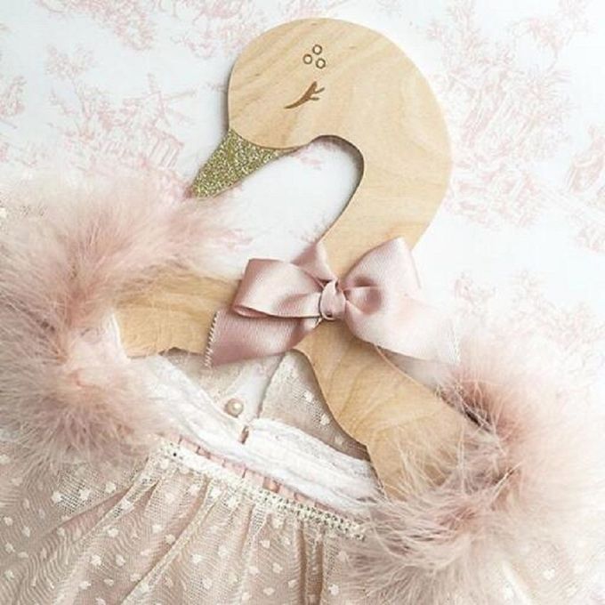 Sweet Swan Pink Bow Baby Kids Room Nursery Wooden Coat Clothes Hook