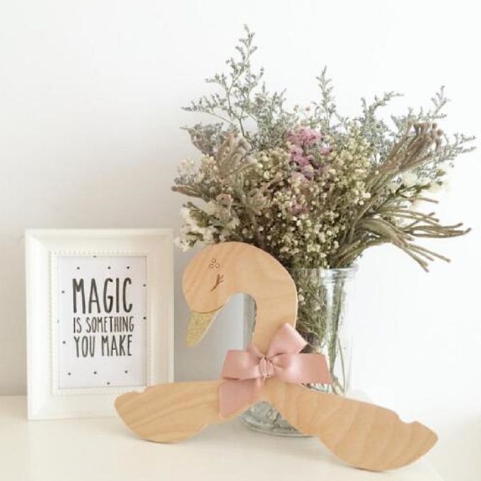 Sweet Swan Pink Bow Baby Kids Room Nursery Wooden Coat Clothes Hook
