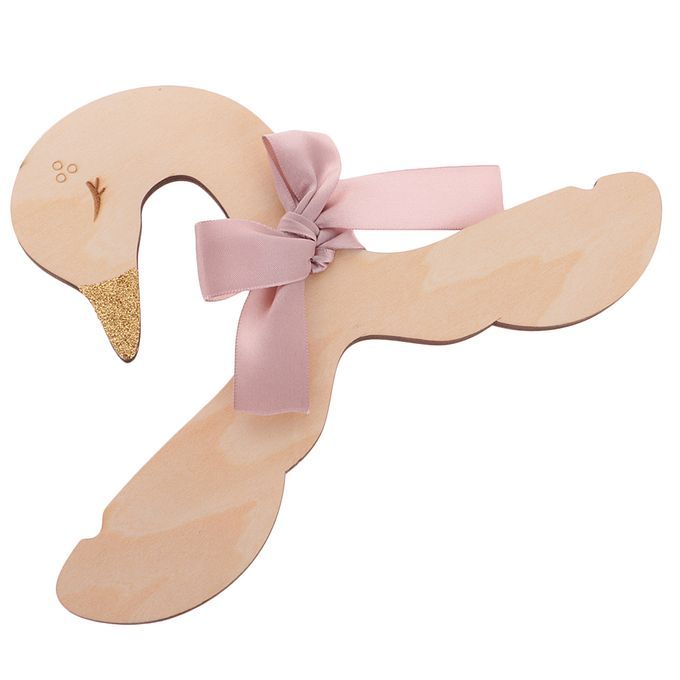 Sweet Swan Pink Bow Baby Kids Room Nursery Wooden Coat Clothes Hook