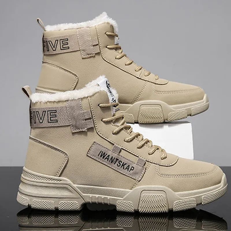 Amazing Men High-Top Quality Ankle Boots Shoes Sneakers With Fur