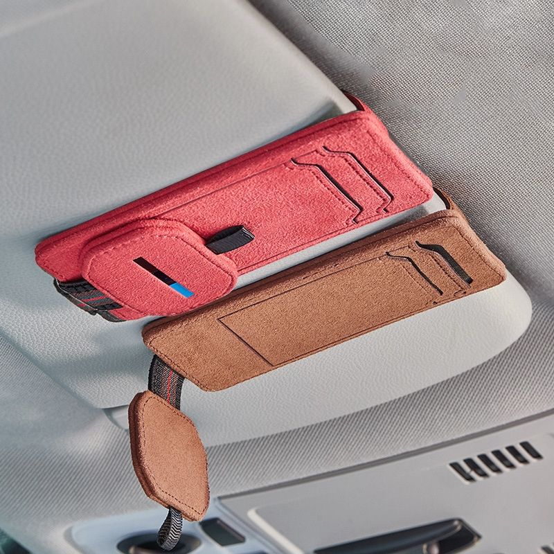 2 PCS/Set Multifunctional Glasses Clip For Car Sun Visor(Red + Brown)