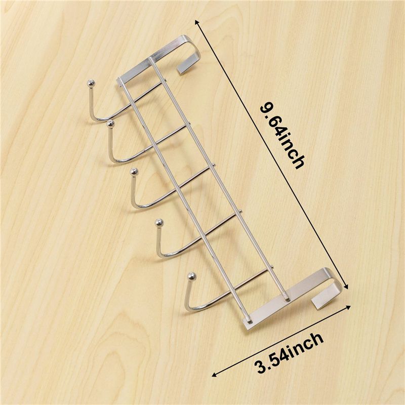 Over the Door 5 Hooks Home Bathroom Organizer Rack Clothes Coat Hat Towel Hanger Stainless Steel Good Load-