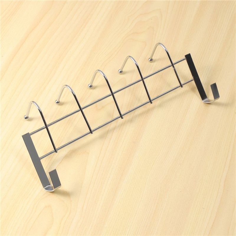 Over the Door 5 Hooks Home Bathroom Organizer Rack Clothes Coat Hat Towel Hanger Stainless Steel Good Load-