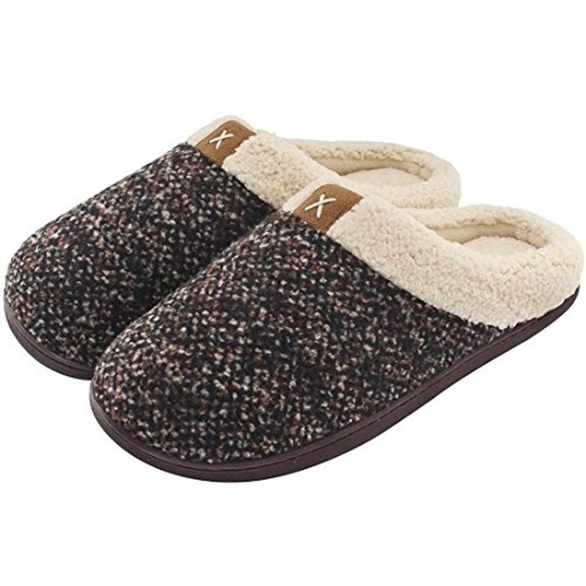 Men's comfortable memory sponge slippers with wool-like plush lining shoes