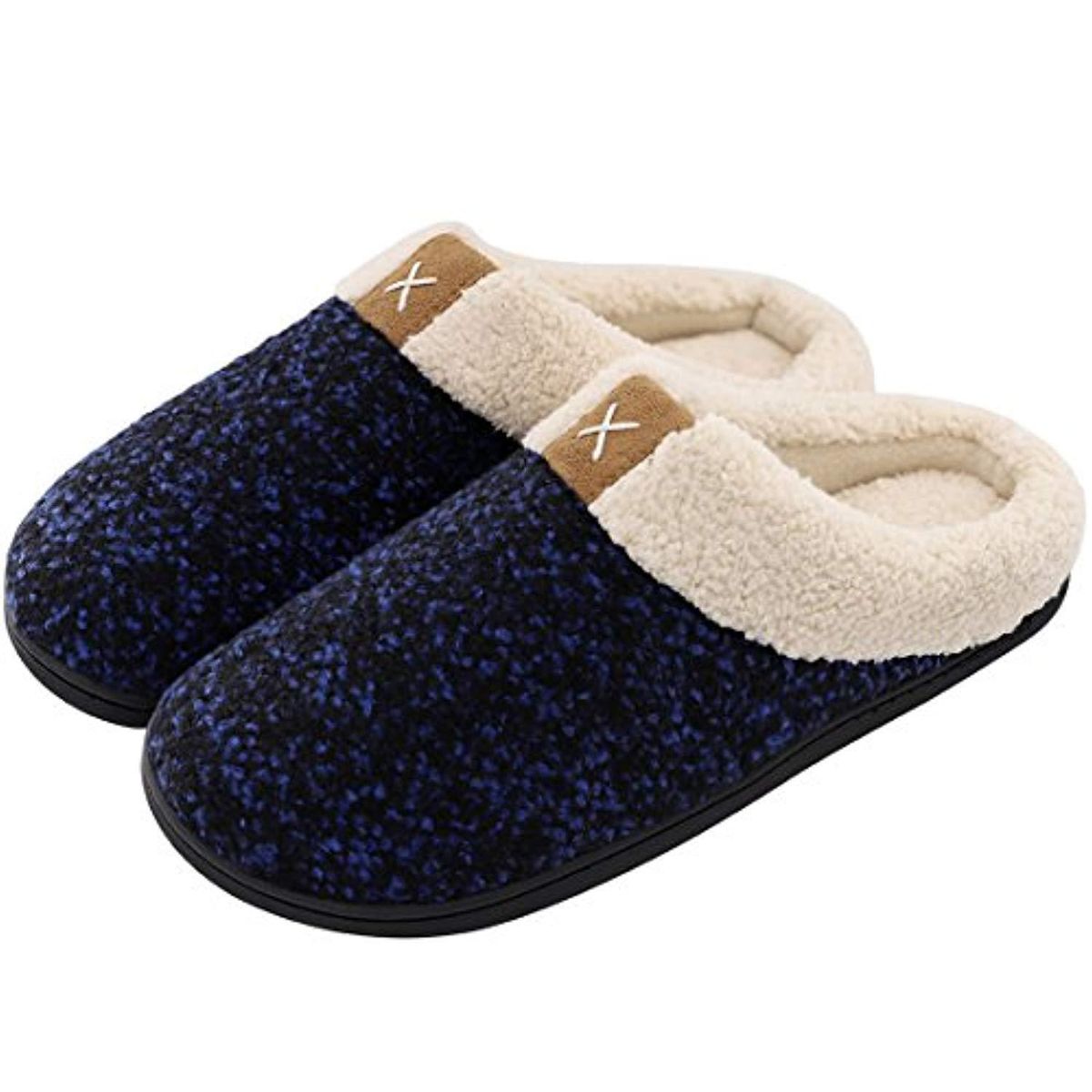Men's comfortable memory sponge slippers with wool-like plush lining shoes