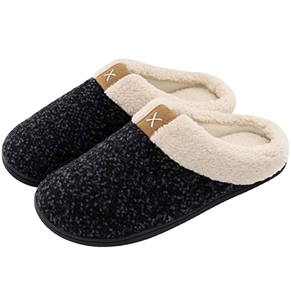 Men's comfortable memory sponge slippers with wool-like plush lining shoes