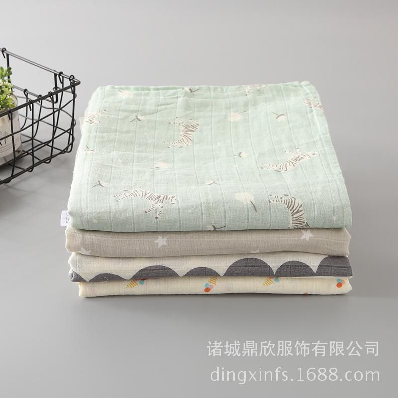 Ins Popular Original Cotton Bamboo Fiber Double-Layer Gauze Bath Towel Newborn Swaddling B