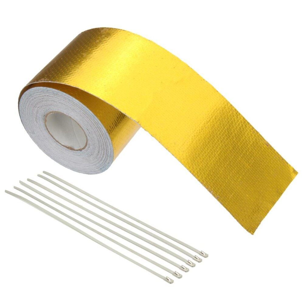 5x900CM Aluminium Foil Thermal Reflective Heat Shield Wrap Barrier Cooling Tape - Gold
