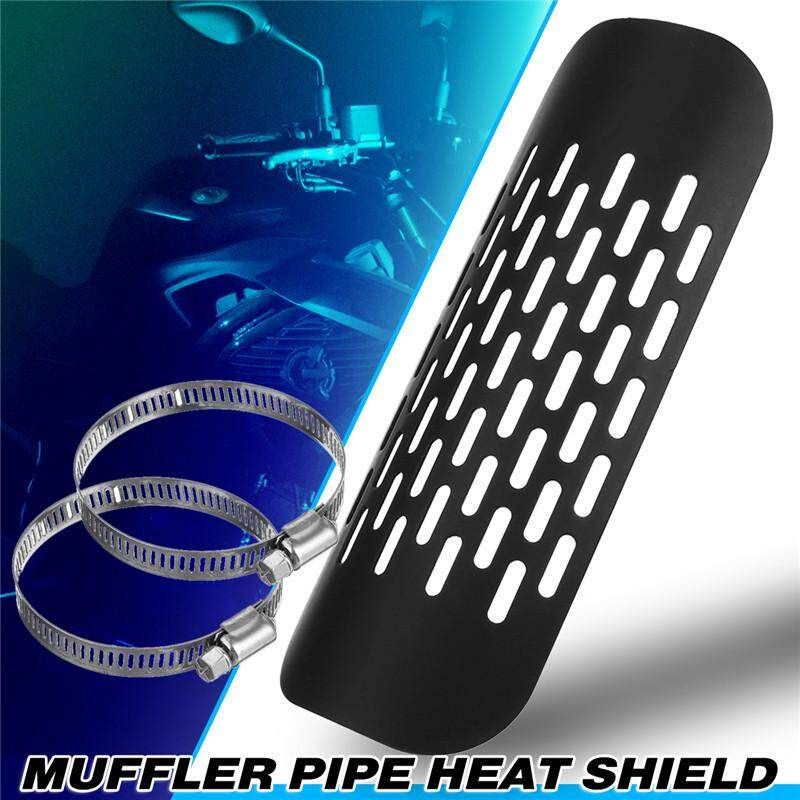 Motorcycle Exhaust Muffler Pipe Heat Shield Cover Heel Guard For Harley Kawasaki (Black) Black