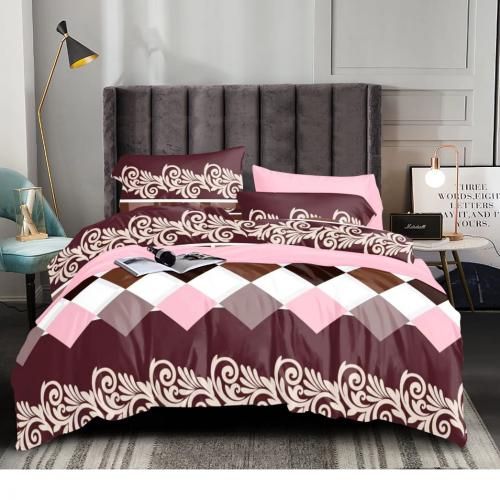 Lovely 2 Coloured Bedsheet With 4 Pillows