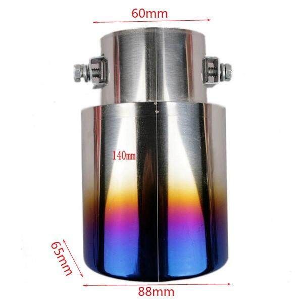 60mm Inlet Universal Car Stainless Steel Exhaust Tail Pipe Muffler Tip Trim Decorative
