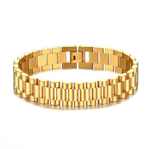 Men's Fashion Titanium Steel Bracelet 18K Gold 1.5*21cm