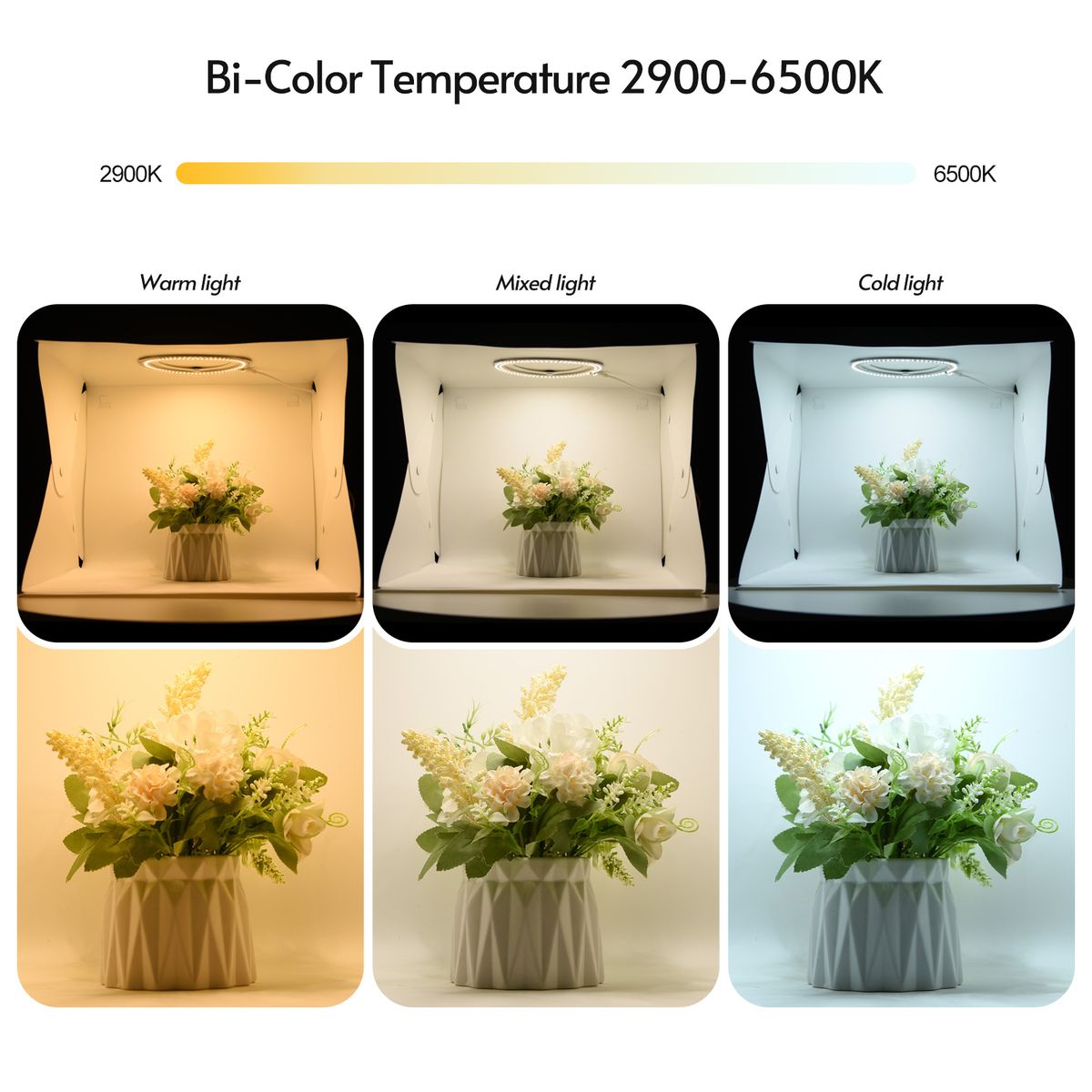 Folding Photography Light Box Photo Studio Tent Box LED Ring