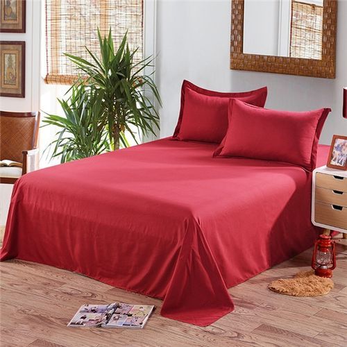 Wine Color Plain Bed Sheets With 4 Pillowcase Covers